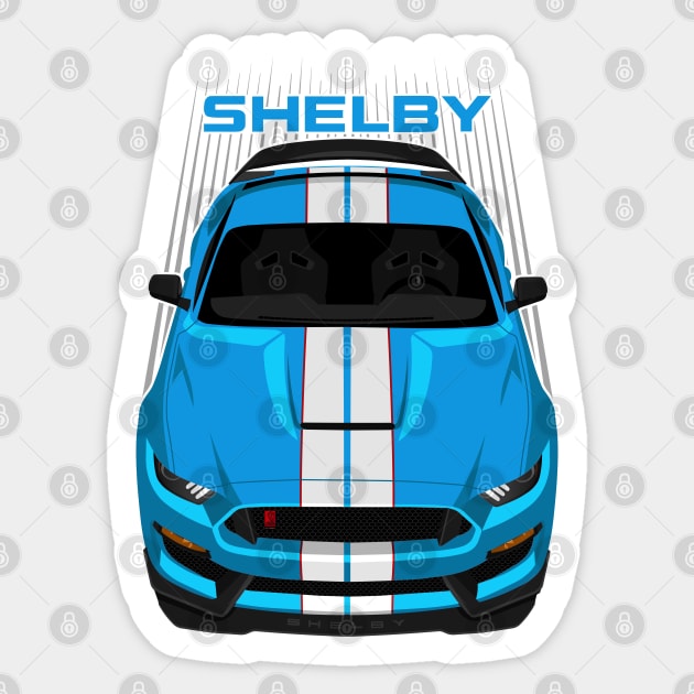 Ford Mustang Shelby GT350R 2015 - 2020 - Grabber Blue - White Stripes Sticker by V8social